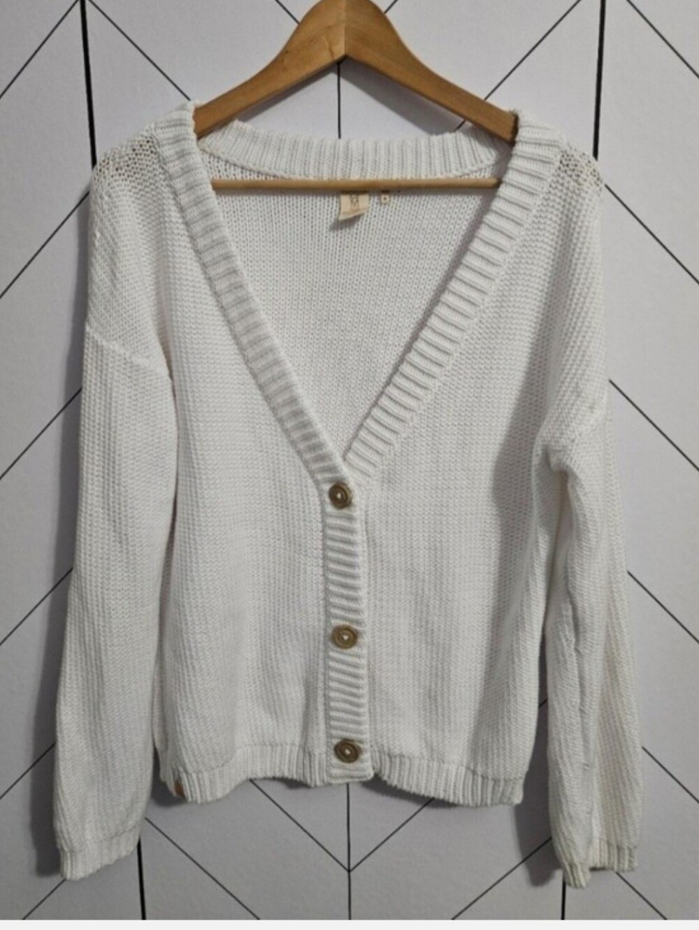 Sh*t That I Knit White Cabot Cardigan Sweater. Size Medium, 100% Pima Cotton